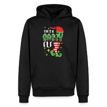 Freche Elfe Ich bin die sassy Elfe Nikolaus - Männer Premium Bio Hoodie - Schwarz - Vorne - Nico (187cm)