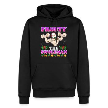 Bodybuilder Schneemann Frosty the Swoleman - Männer Premium Bio Hoodie - Schwarz - Vorne - Nico (187cm)