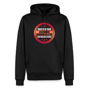Inklusion Ich bin der legendäre Schulbegleiter - Männer Premium Bio Hoodie - Schwarz - Vorne - Nico (187cm)