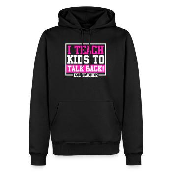 Ich lehre Kinder zu widersprechen ich bin Lehrer - Männer Premium Bio Hoodie - Schwarz - Vorne - Nico (187cm)