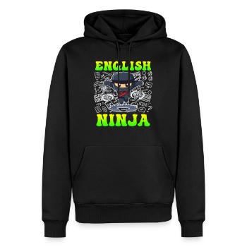 Professeur d’anglais Ninja Je suis professeur d’anglais - Sweat à capuche Premium bio Homme - noir - Devant - Nico (187cm)