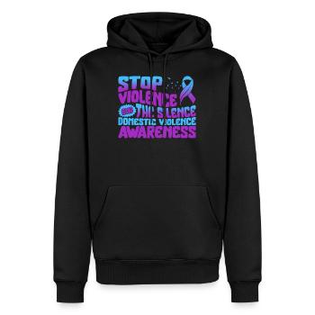 Domestic Violence Awareness Shirt, Stop End - Men’s Premium Organic Hoodie - black - Front - Nico (187cm)
