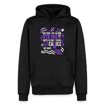 Shirt zur Sensibilisierung für häusliche Gewalt, stark sein - Männer Premium Bio Hoodie - Schwarz - Vorne - Nico (187cm)