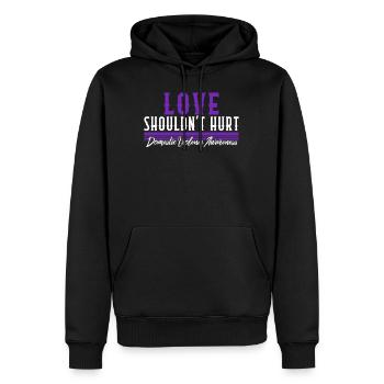 Chemise de sensibilisation à la violence domestique, L’amour ne devrait pas - Sweat à capuche Premium bio Homme - noir - Devant - Nico (187cm)