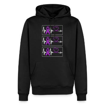 Chemise de sensibilisation à la violence familiale, battement de cœur - Sweat à capuche Premium bio Homme - noir - Devant - Nico (187cm)