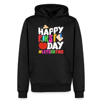 Back to School Shirt, Happy First Day Let's Do - Männer Premium Bio Hoodie - Schwarz - Vorne - Nico (187cm)