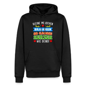 Kleine Menschen brauchen große Herzen Erzieherin - Männer Premium Bio Hoodie - Schwarz - Vorne - Nico (187cm)