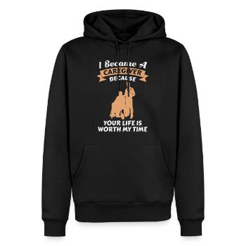 Votre vie est importante pour moi Je suis infirmière gériatrique - Sweat à capuche Premium bio Homme - noir - Devant - Nico (187cm)