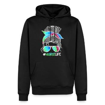 Nurse Life Ich bin Krankenschwester - Männer Premium Bio Hoodie - Schwarz - Vorne - Nico (187cm)