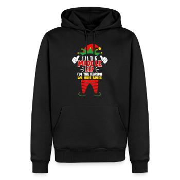 Mittlere Schwester Mittlere Elfe Weihnacht Familie - Männer Premium Bio Hoodie - Schwarz - Vorne - Nico (187cm)
