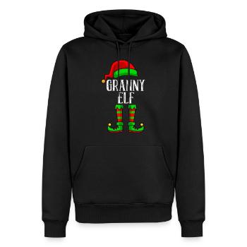 Grand-mère elfe de Noël grand-mère drôle d’elfe - Sweat à capuche Premium bio Homme - noir - Devant - Nico (187cm)