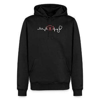 Nurselife Ich liebe meinen Job Krankenschwester - Männer Premium Bio Hoodie - Schwarz - Vorne - Nico (187cm)