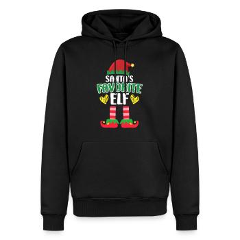 L’elfe préféré du Père Noël, Nicholas - Sweat à capuche Premium bio Homme - noir - Devant - Nico (187cm)