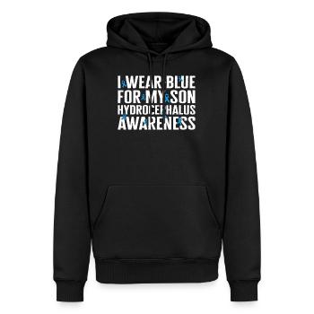 Chemise de sensibilisation à l’hydrocéphalie, je porte du bleu pour mon - Sweat à capuche Premium bio Homme - noir - Devant - Nico (187cm)