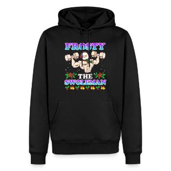 Bodybuilder Schneemann Frosty the Swoleman - Männer Premium Bio Hoodie - Schwarz - Vorne - Nico (187cm)