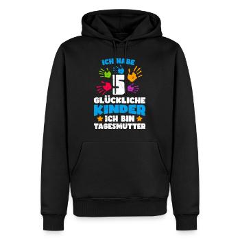 J’ai 5 enfants heureux, je suis assistante maternelle - Sweat à capuche Premium bio Homme - noir - Devant - Nico (187cm)