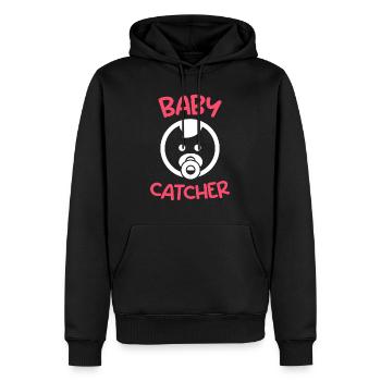 Baby catcher Je suis la sage-femme - Sweat à capuche Premium bio Homme - noir - Devant - Nico (187cm)
