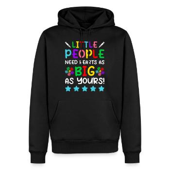 Kleine Menschen brauchen große Herzen Kindergarten - Männer Premium Bio Hoodie - Schwarz - Vorne - Nico (187cm)