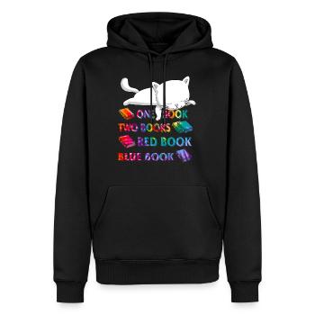 Chemise de lecture Un Livre Deux Livres Livre Rouge Bleu - Sweat à capuche Premium bio Homme - noir - Devant - Nico (187cm)