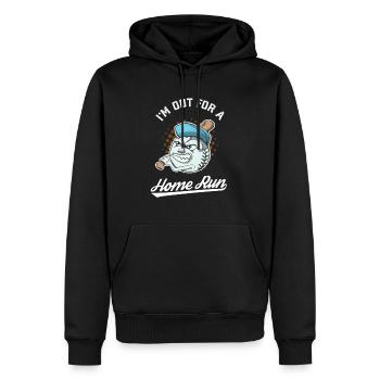 Baseball Maskottchen Home Run - Männer Premium Bio Hoodie - Schwarz - Vorne - Nico (187cm)