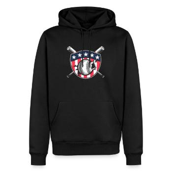 Baseballspieler Badge USA Baseball Team - Männer Premium Bio Hoodie - Schwarz - Vorne - Nico (187cm)