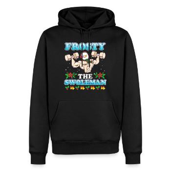 Bodybuilder Schneemann Frosty the Swoleman - Männer Premium Bio Hoodie - Schwarz - Vorne - Nico (187cm)