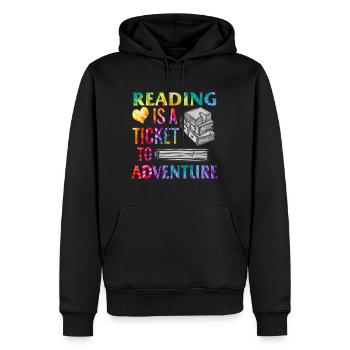 Lesehemd ist ein Ticket zum Abenteuer lustig - Männer Premium Bio Hoodie - Schwarz - Vorne - Nico (187cm)