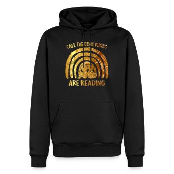 Tous les enfants cool lisent des livres arc-en-ciel en chemise - Sweat à capuche Premium bio Homme - noir - Devant - Nico (187cm)