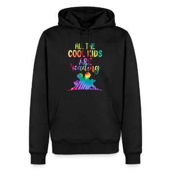 Tous les enfants cool lisent des amoureux des livres de chemises - Sweat à capuche Premium bio Homme - noir - Devant - Nico (187cm)