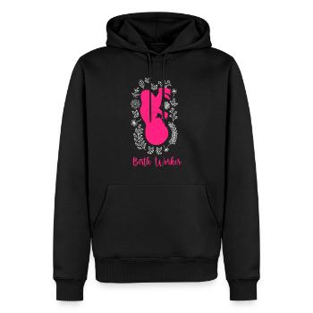 Geburtshelfer ich bin eine Hebamme - Männer Premium Bio Hoodie - Schwarz - Vorne - Nico (187cm)