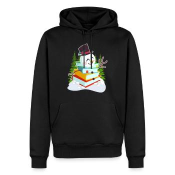 Livres Bonhomme de neige Lecture Bookworm Éditeur - Sweat à capuche Premium bio Homme - noir - Devant - Nico (187cm)