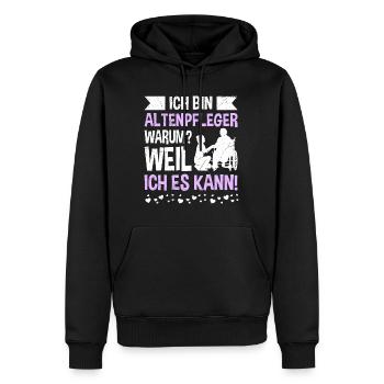 Weil ich es kann - ich bin Altenpflegerin - Männer Premium Bio Hoodie - Schwarz - Vorne - Nico (187cm)