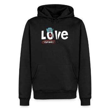 Nurselife Ich liebe meinen Job Krankenschwester - Männer Premium Bio Hoodie - Schwarz - Vorne - Nico (187cm)