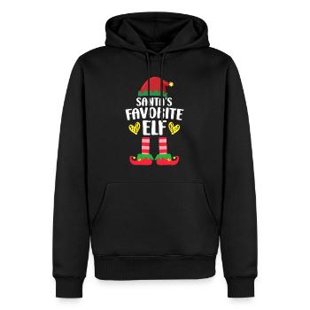 L’elfe préféré du Père Noël, Nicholas - Sweat à capuche Premium bio Homme - noir - Devant - Nico (187cm)