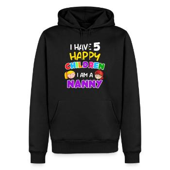 J’ai 5 enfants heureux Je suis assistante maternelle - Sweat à capuche Premium bio Homme - noir - Devant - Nico (187cm)