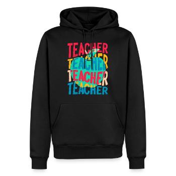 Lehrerin ich bin ein Lehrer - Männer Premium Bio Hoodie - Schwarz - Vorne - Nico (187cm)