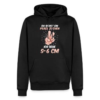 Du siehst ein Peace ich sehe 5-6 cm Hebamme - Männer Premium Bio Hoodie - Schwarz - Vorne - Nico (187cm)