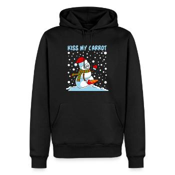 Lustiger Schneemann Spruch Küss meine Karotte - Männer Premium Bio Hoodie - Schwarz - Vorne - Nico (187cm)