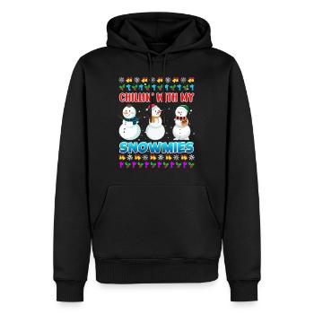 Chillin avec mon bonhomme de neige rigolo Snowmies - Sweat à capuche Premium bio Homme - noir - Devant - Nico (187cm)