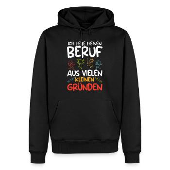 J’adore mon travail à la maternelle - Sweat à capuche Premium bio Homme - noir - Devant - Nico (187cm)
