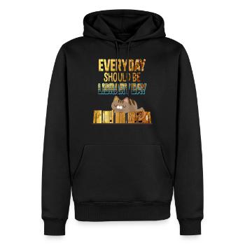 Everyday Should Be Library Day Cute Cat Kitten - Men’s Premium Organic Hoodie - black - Front - Nico (187cm)