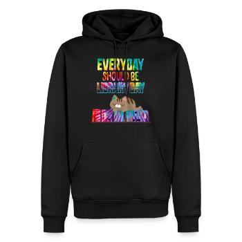 Everyday Should Be Library Day Cute Cat Kitten - Men’s Premium Organic Hoodie - black - Front - Nico (187cm)