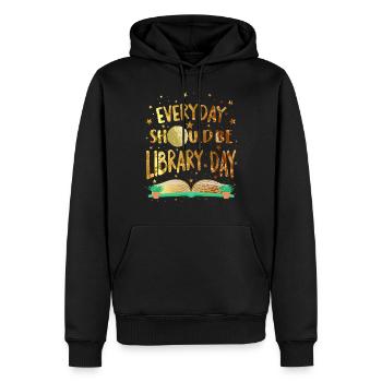 Everyday Should Be Library Day Space Stars - Men’s Premium Organic Hoodie - black - Front - Nico (187cm)