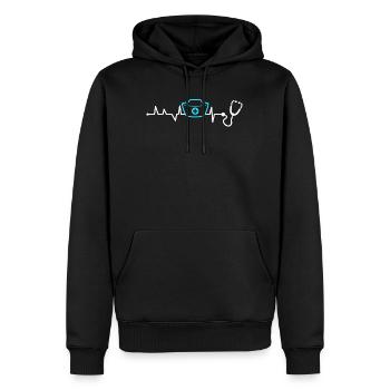 Nurselife Ich liebe meinen Job Krankenschwester - Männer Premium Bio Hoodie - Schwarz - Vorne - Nico (187cm)
