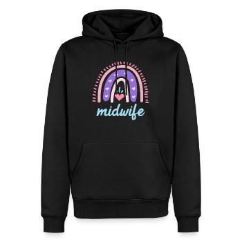 Ich liebe Kinder Regenbogen ich bin eine Hebamme - Männer Premium Bio Hoodie - Schwarz - Vorne - Nico (187cm)