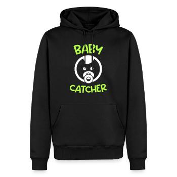 Baby catcher Je suis la sage-femme - Sweat à capuche Premium bio Homme - noir - Devant - Nico (187cm)