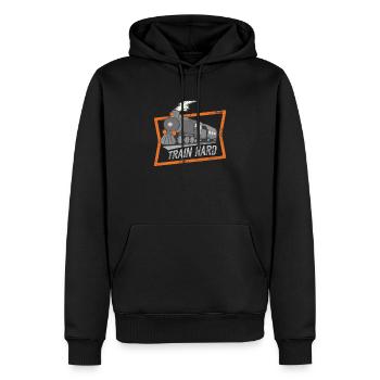 Locomotive à vapeur locomotive à vapeur passionné de chemin de fer amoureux - Sweat à capuche Premium bio Homme - noir - Devant - Nico (187cm)
