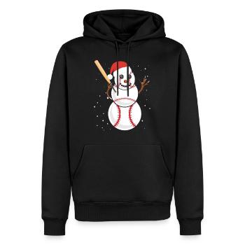 Baseball Schneemann Baseball Spieler Baseballer - Männer Premium Bio Hoodie - Schwarz - Vorne - Nico (187cm)