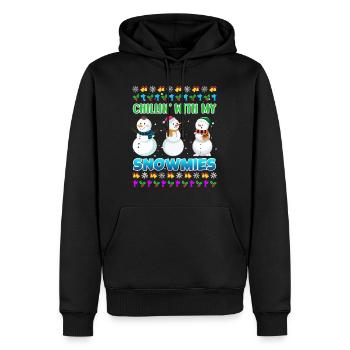 Chillin avec mon bonhomme de neige rigolo Snowmies - Sweat à capuche Premium bio Homme - noir - Devant - Nico (187cm)