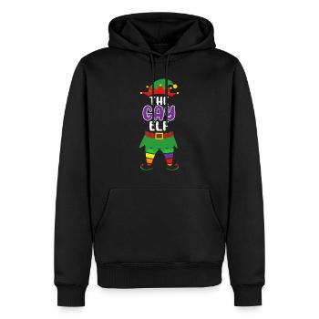 L’elfe gay gay noël gay - Sweat à capuche Premium bio Homme - noir - Devant - Nico (187cm)